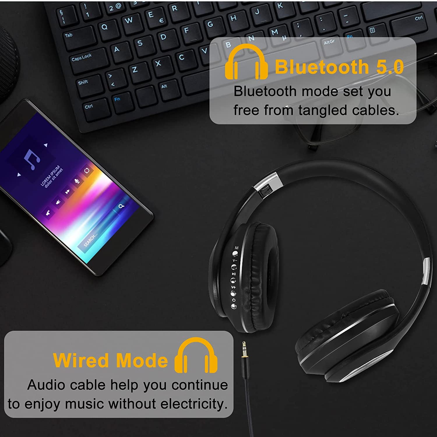 UrbanX UX991 Wireless Bluetooth Stereo Earphones High Resolution Audio Deep  Bass Superior Comfort Over The Ear Headphones with Mic Phone Call Support 