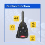 UrbanX (2-Pack) Replacement 2006-2010 Chrysler PT Cruiser Key Fob – FCC: OHT692427AA, OHT692713AA – PN: 56040649AC – 4 Button - Image 2