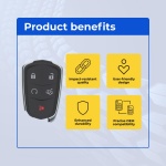 UrbanX Replacement 2016 Cadillac CT6 Key Fob – FCC: HYQ2EB, 2AOKM-G2EB – PN: 13510255, 13598538, 13598540 – 0 Button - Image 6