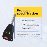 UrbanX Replacement 2006-2010 Chrysler PT Cruiser Key Fob – FCC: OHT692427AA, OHT692713AA – PN: 56040649AC – 3 Button - Image 5
