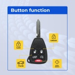 UrbanX Replacement 2007-2010 Chrysler Sebring Key Fob – FCC: OHT692427AA, OHT692713AA, KOBDT04A – PN: 68029834, 68003389 – 4 Button - Image 2