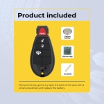 UrbanX (2-Pack) Replacement 2013 RAM Truck Key Fob – Fcc: Gq4-53T, Gq453T – Pn: 68521302 – 4 Button - Image 3