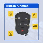 UrbanX Replacement 2016-2020 Cadillac CT6 Key Fob – Fcc: Hyq2Eb – Pn: 13510255, 13598538, 13598540 – 0 Button - Image 2