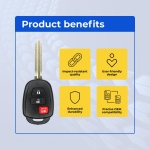 UrbanX (2-Pack) Replacement 2012 Toyota Prius C Key Fob – Fcc: Hyq12Bdm, Hyq12Bel – Pn: 89070-52F60 – 3 Button - Image 6