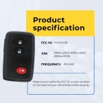 UrbanX (2-Pack) Replacement 2013 Toyota Highlander Key Fob – Fcc: Hyq14Aab – Pn: 89904-48100, 89904-06041, 89904-07030 – 3 Button - Image 5