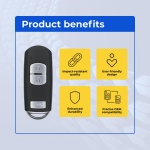 Replacement 2014-2018 Mazda 3 Key Fob – Fcc: Wazske13D01 – Pn: Kdy3-67-5Dy, Kd33-67-5Ry, Kd33675Ry – 3 Button