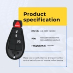 UrbanX (2-Pack) Replacement 2008 Chrysler Town & Country Key Fob – Fcc: Iyz-C01C – Pn: 56046639, 68066871 – 4 Button - Image 5
