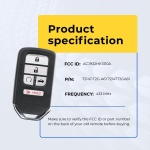 UrbanX (2-Pack) Replacement 2016-2017 Honda Accord Key Fob – Fcc: Acj932Hk1310A – Pn: 72147-T2G-A61 – 4 Button - Image 5