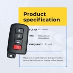 UrbanX (2-Pack) Replacement 2017 Toyota Avalon Key Fob – Fcc: Hyq14Fba – Pn: 89904-06140 – 4 Button - Image 5