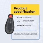UrbanX (2-Pack) Replacement 2008 Chrysler Town & Country Key Fob – Fcc: Iyz-C01C – Pn: 56046706, 56046707 – 3 Button - Image 5
