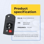 UrbanX (2-Pack) Replacement 2012 Mazda Cx-9 Key Fob – Fcc: Bgbx1T478Ske125-01 – Pn: Bbm4-67-5Ry, Bbm4675Ry – 4 Button - Image 5