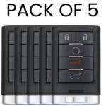 UrbanX Aftermarket Replacement 2010-2015 Cadillac SRX Key Fob – FCC: NBG009768T – PN: 22865375 – 5 Button – 5-Pack