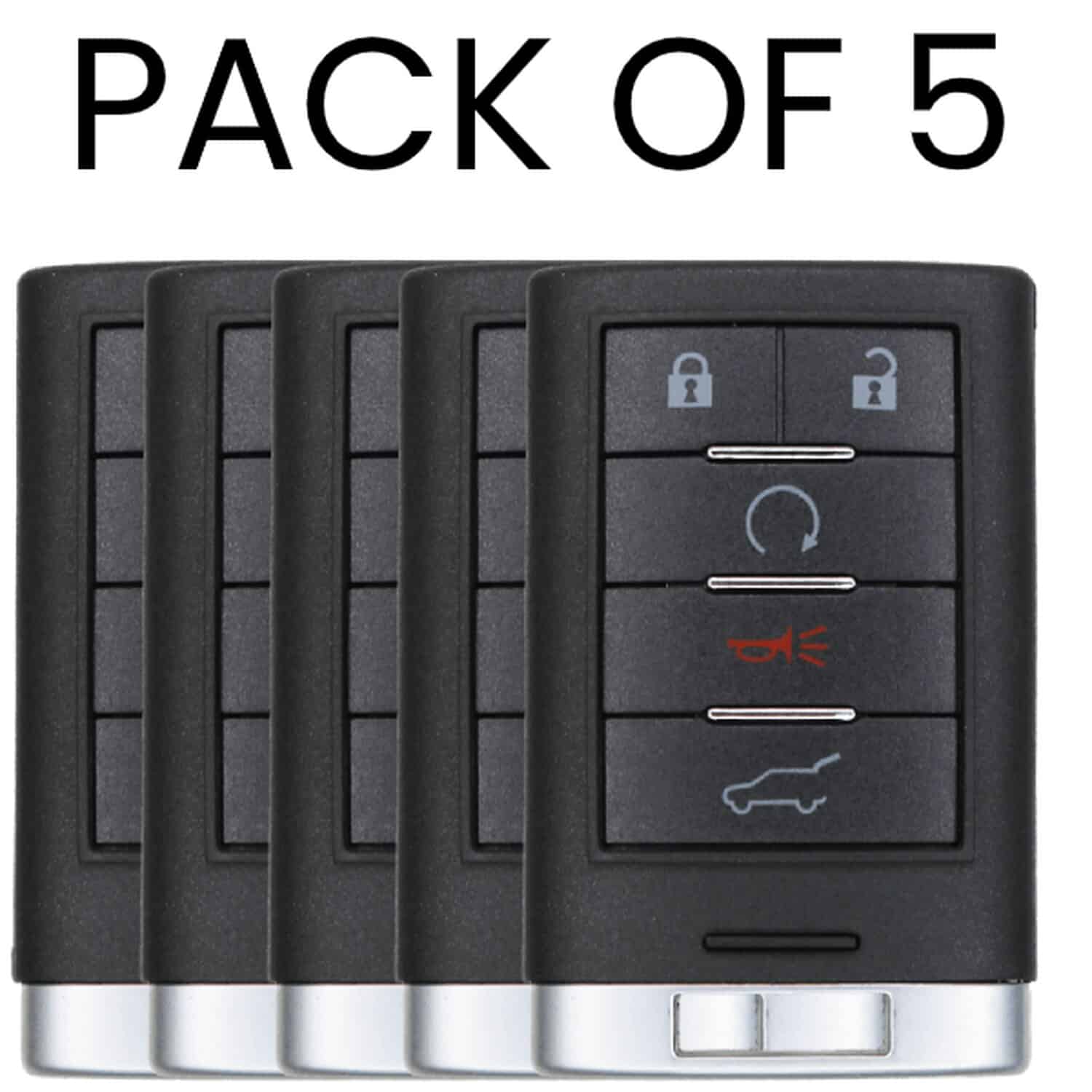 UrbanX Aftermarket Replacement 2010-2015 Cadillac SRX Key Fob – FCC: NBG009768T – PN: 22865375 – 5 Button – 5-Pack UrbanX Aftermarket Replacement 2010-2015 Cadillac SRX Key Fob – FCC: NBG009768T – PN: 22865375 – 5 Button – 5-Pack - Image 1