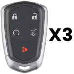 UrbanX Aftermarket Replacement 2015-2016 Cadillac SRX Key Fob – FCC: HYQ2AB – PN: 13598528 – 5 Button – 3-Pack