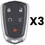UrbanX Aftermarket Replacement 2015-2016 Cadillac SRX Key Fob – FCC: HYQ2AB – PN: 13598528 – 5 Button – 3-Pack