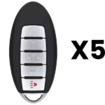 UrbanX Aftermarket Replacement 2019-2020 Nissan Rogue Key Fob – FCC: KR5TXN4 – PN: 285E36RR7A – 5 Button – 5-Pack