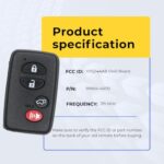 UrbanX (2-Pack) Replacement 2009 Toyota Highlander Key Fob – FCC: HYQ14AAB – PN: 89904-48110 – 4 Button - Image 7