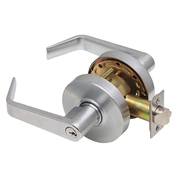 UrbanX Aftermarket Grade 2 Entry/Office Cylindrical Lock Non-Clutching Regular Lever 3″ Rose Diameter Satin Chrome Finish - image 1