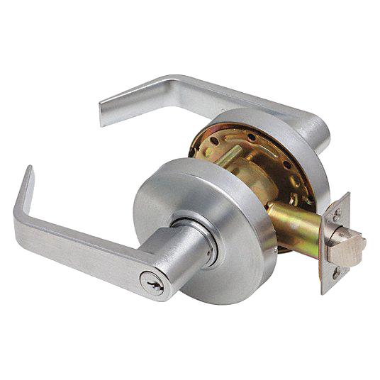 UrbanX Aftermarket Grade 2 Entry/Office Cylindrical Lock Non-Clutching Regular Lever 3″ Rose Diameter Satin Chrome Finish - image 1
