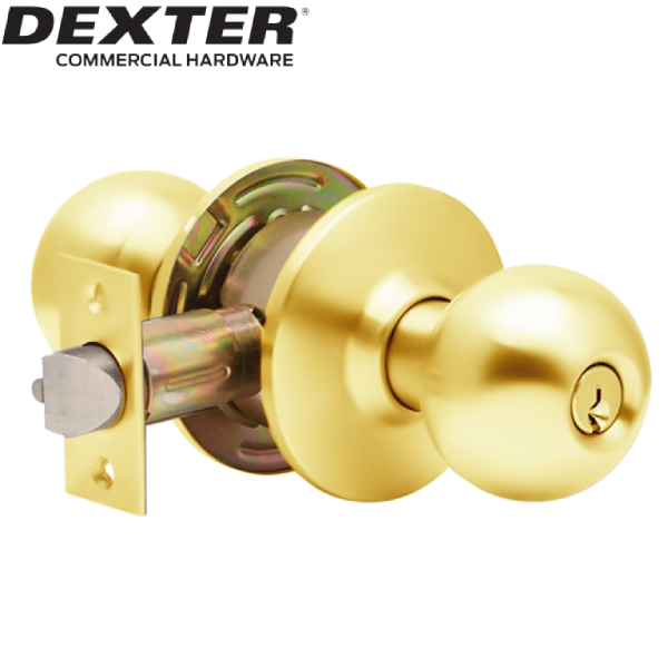 UrbanX Aftermarket DEXTER Grade 2 Entry Office Cylindrical Knob Lock Bright Brass Finish - image 1