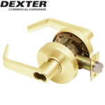 UrbanX Aftermarket DEXTER Grade 2 Entry/Office Cylindrical Lock Non-Clutching SFIC Prep Less Core Bright Brass Finish - image 1