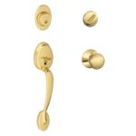 UrbanX Aftermarket Bright Brass Trim Single Cylinder Knob Door Handleset KW1 Keyway - image 1