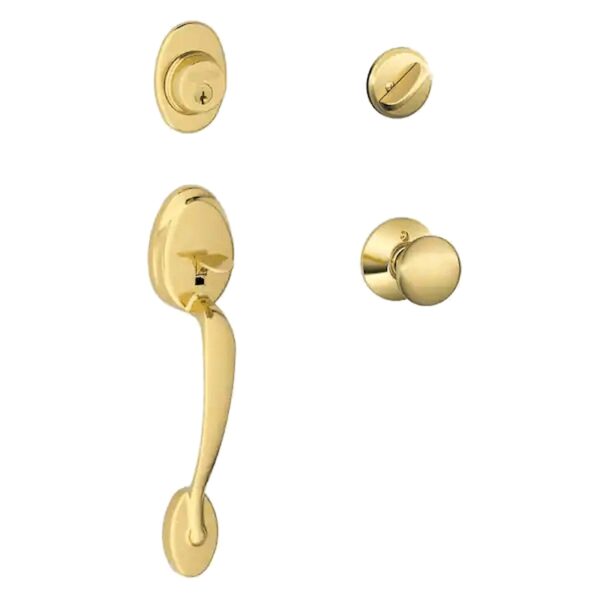 UrbanX Aftermarket Bright Brass Trim Single Cylinder Knob Door Handleset KW1 Keyway - image 1