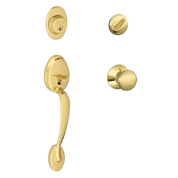 UrbanX Aftermarket Bright Brass Trim Single Cylinder Knob Door Handleset KW1 Keyway - image 1