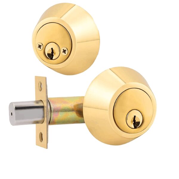 UrbanX Aftermarket Grade 3 Double Cylinder Deadbolt, 2-3/8″ or 2-3/4″ Adjustable Backset Conventional Cylinder Brass Finish (KW1) - image 1