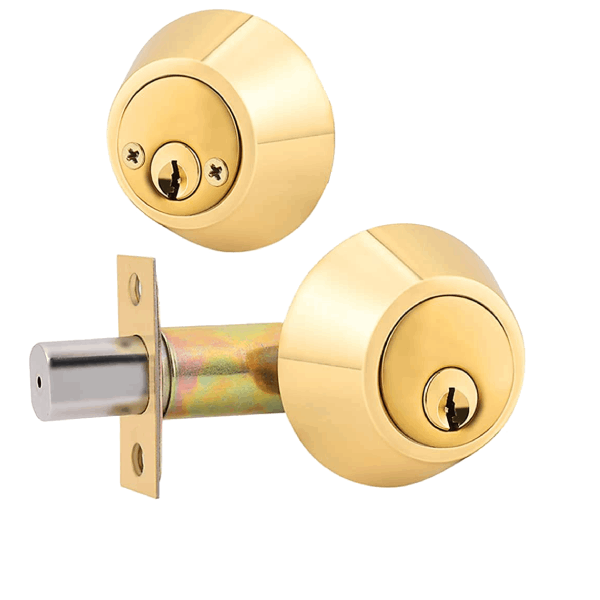 UrbanX Aftermarket Grade 3 Double Cylinder Deadbolt, 2-3/8″ or 2-3/4″ Adjustable Backset Conventional Cylinder Brass Finish (KW1) - image 1
