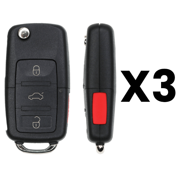 UrbanX Aftermarket Replacement Key Fob – FCC: NBGFS93N – PN: 5K0837202BJ – 4 Button – 3-Pack