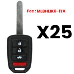 UrbanX Aftermarket Replacement Key Fob – FCC: MLBHLIK6-1TA – PN: 35118-T2A-A60 – 4 Button – 25-Pack