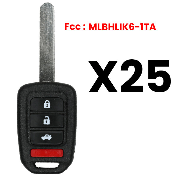 UrbanX Aftermarket Replacement Key Fob – FCC: MLBHLIK6-1TA – PN: 35118-T2A-A60 – 4 Button – 25-Pack