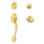 Aftermarket Bright Brass Trim Single Cylinder Knob Door Handleset KW1 Keyway