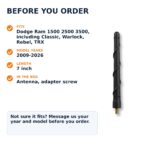 Short Replacement Antenna for Dodge Ram 1500 2500 3500 (2009-2026) - Black AM/FM, Car Wash Safe - fitcheck