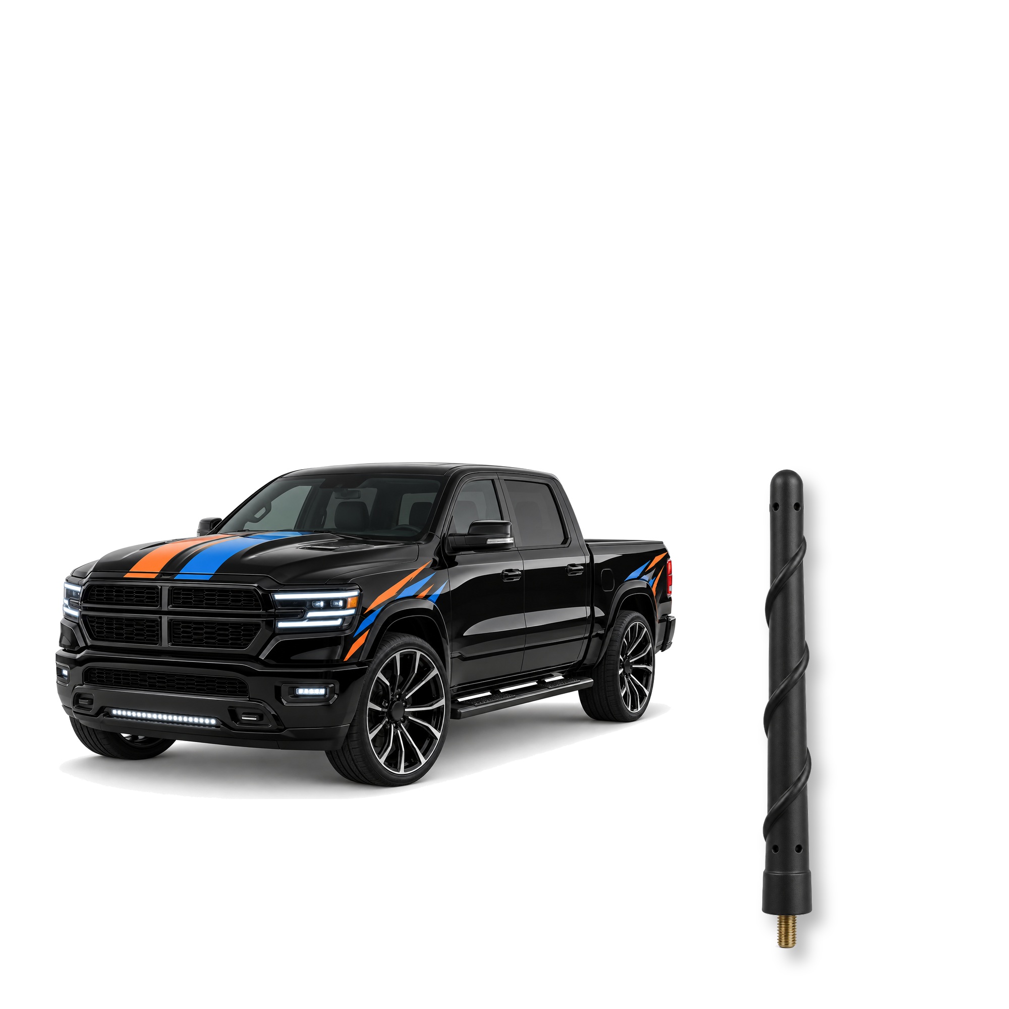 Short Replacement Antenna for Dodge Ram 1500 2500 3500 (2009-2026) - Black AM/FM, Car Wash Safe Short Replacement Antenna for Dodge Ram 1500 2500 3500 (2009-2026) - Black AM/FM, Car Wash Safe