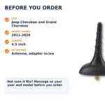 Short Replacement Antenna for Jeep Cherokee and Grand Cherokee (2011-2026) - Black AM/FM, Car Wash Safe - fitcheck