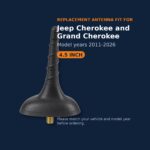 Short Replacement Antenna for Jeep Cherokee and Grand Cherokee (2011-2026) - Black AM/FM, Car Wash Safe - fitment