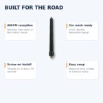 Short Replacement Antenna for Jeep Wrangler and Gladiator (2007-2026) - Black AM/FM, Car Wash Safe - features