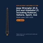 Short Replacement Antenna for Jeep Wrangler and Gladiator (2007-2026) - Black AM/FM, Car Wash Safe - fitment