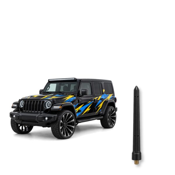 Short Replacement Antenna for Jeep Wrangler and Gladiator (2007-2026) - Black AM/FM, Car Wash Safe