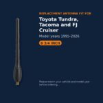 Short Replacement Antenna for Toyota Tundra Tacoma FJ Cruiser (1995-2026) - Black AM/FM, Car Wash Safe - fitment